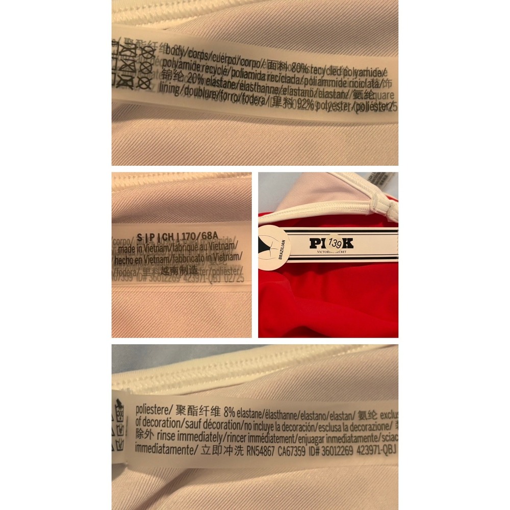 PINK Victoria's Secret One Piece Swimsuit Womens Small Red Brazilian Logo Scoop - Picture 5 of 8